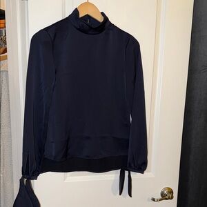 Ted Baker London Elegant Navy Blouse with Tie Details